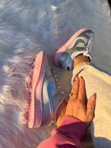 Pink & Silver Nike Dunk Shoes