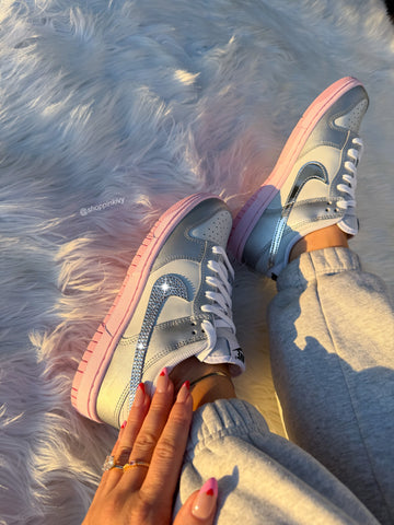 Pink & Silver Nike Dunk Shoes