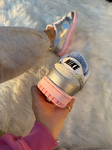 Pink & Silver Nike Dunk Shoes